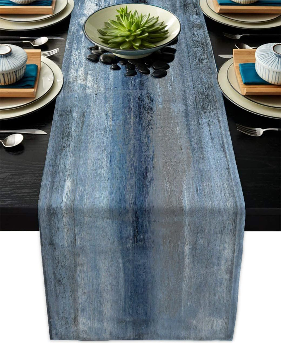 AILUER Blue Grey Table Runner with modern art pattern for stylish dining occasions