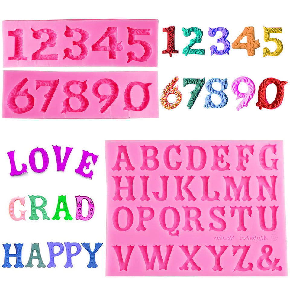 Aimeiki silicone alphabet A-Z molds for crisp fondant letters on cakes
