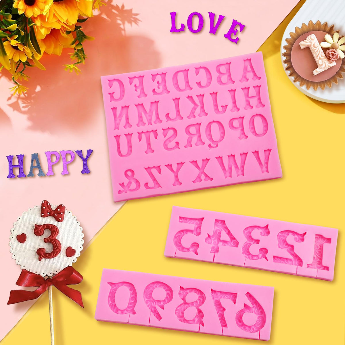 Aimeiki 3D embossed molds deliver sharp letters and numbers for decor