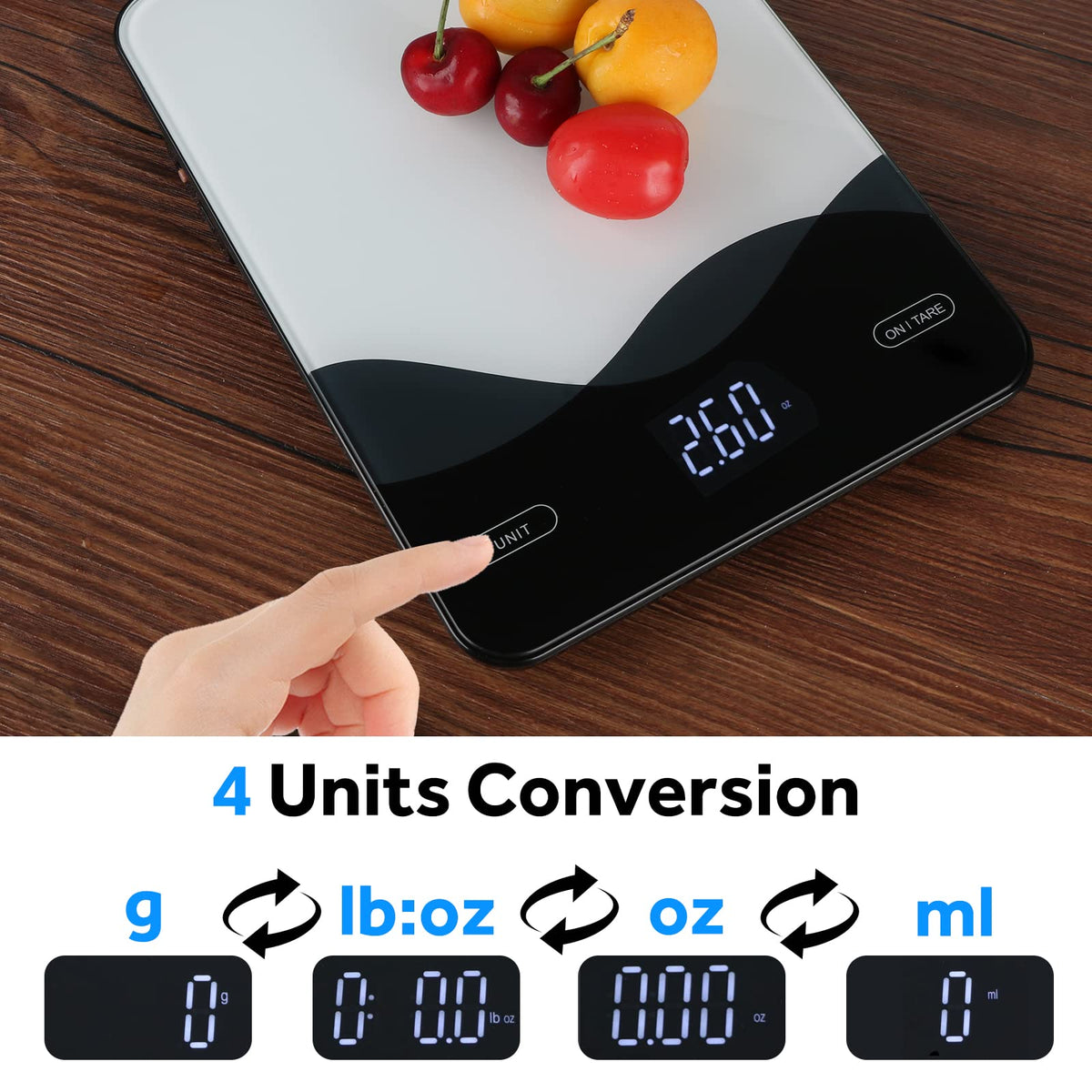 Aimilar scale features a physical power button for intuitive use