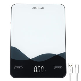Aimilar digital kitchen scale with tempered glass top for easy cleaning and precise weighing