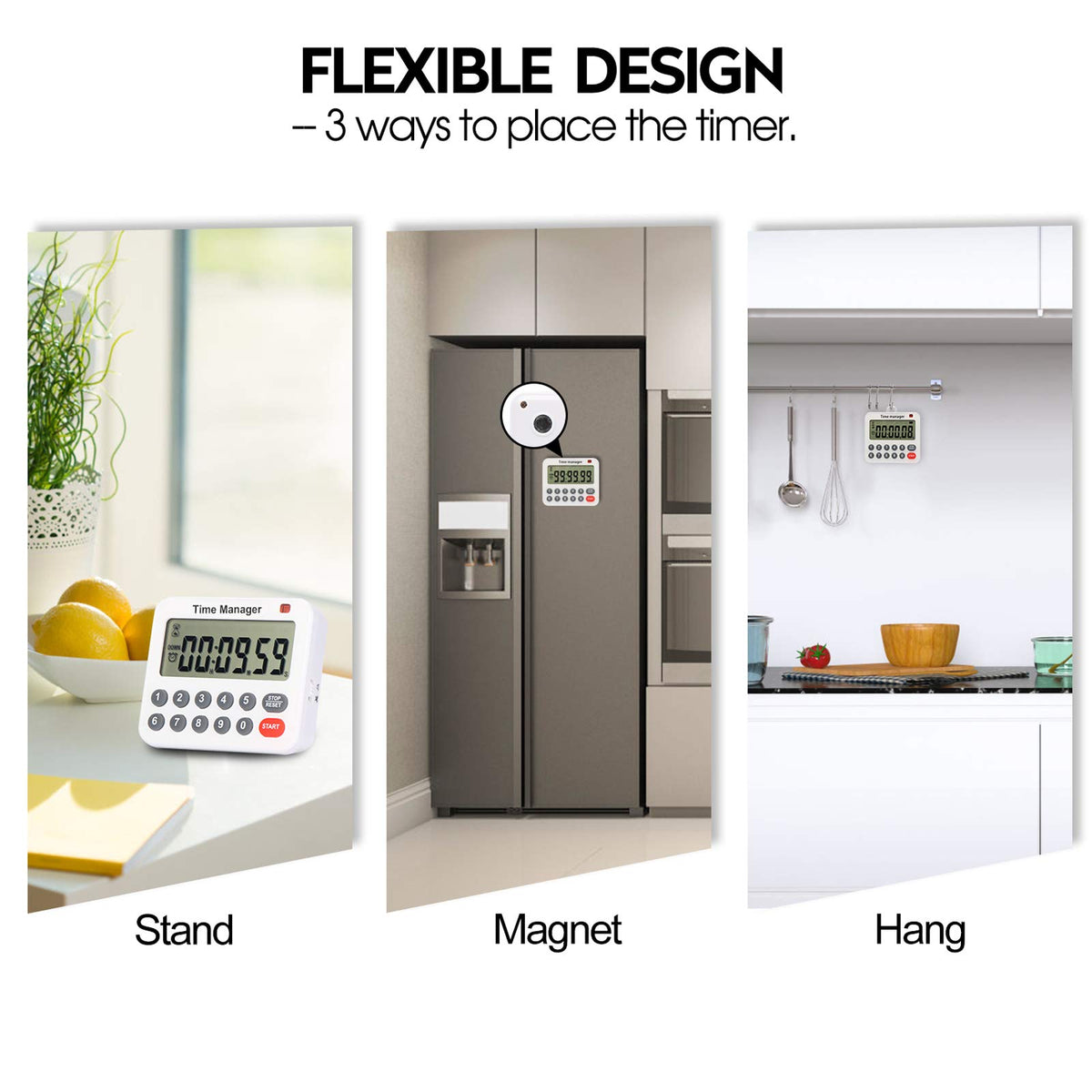 AIMILAR compact white timer fits neatly on small countertops