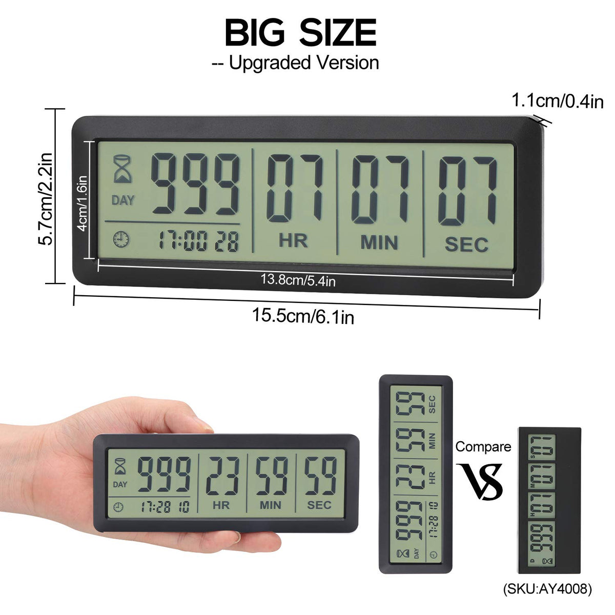 AIMILAR magnetic back on a countdown timer attached to a fridge for easy access.