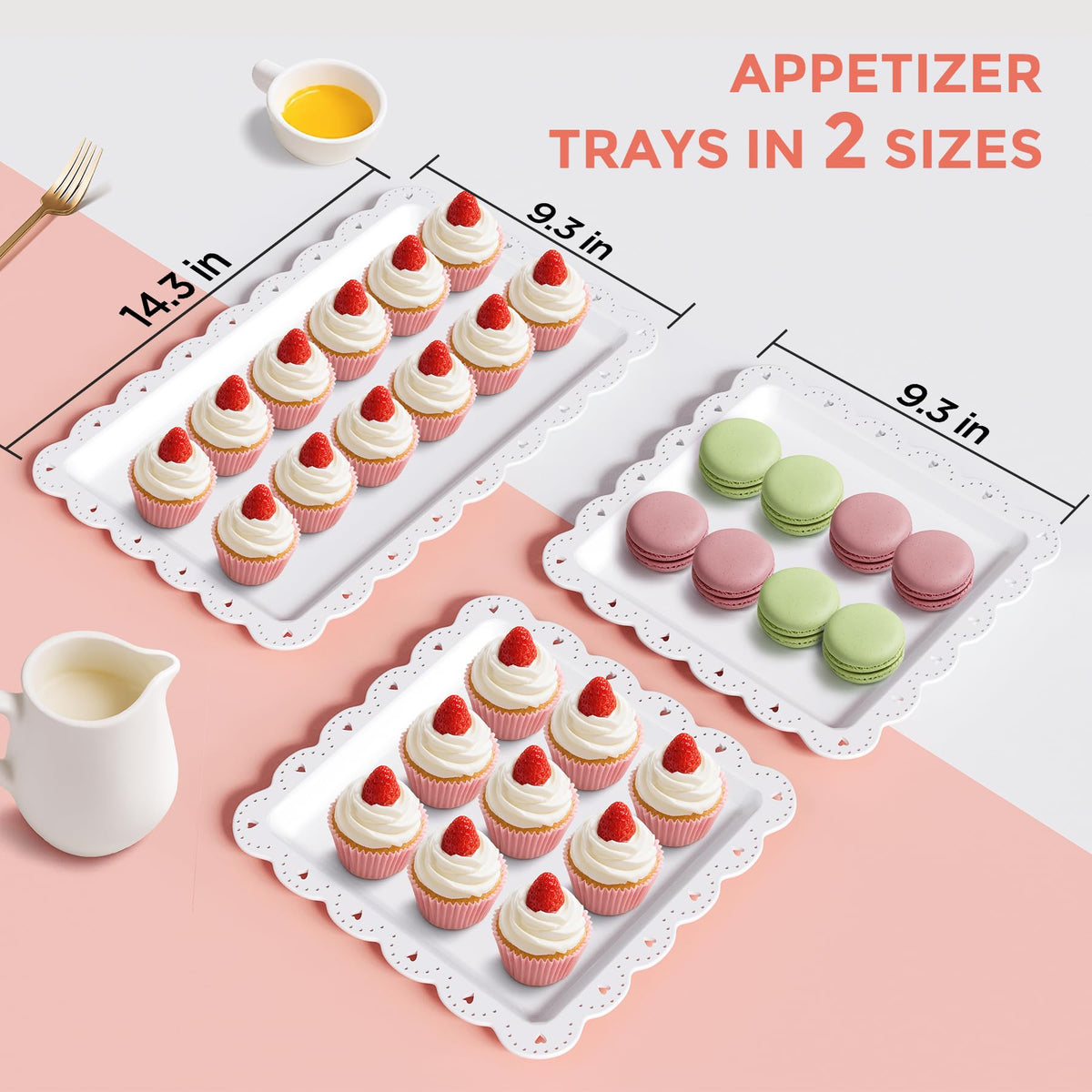AIMSEAL rectangle serving plates display an array of bites