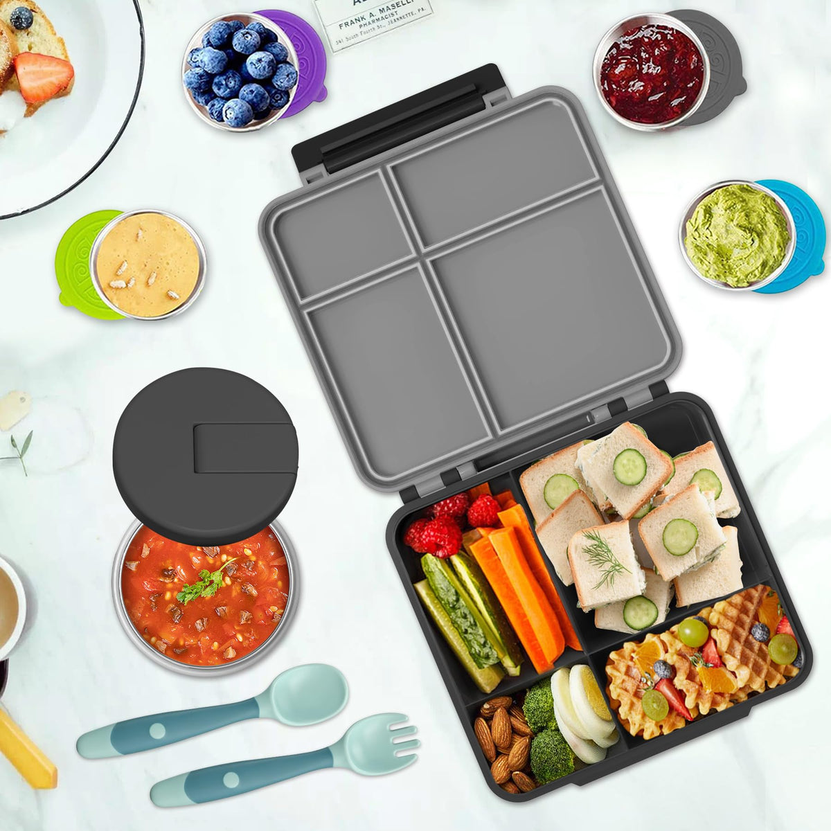 Aimsnk insulated lunch bag in black keeps meals warm during school or travel