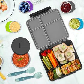 Aimsnk insulated lunch bag in black keeps meals warm during school or travel