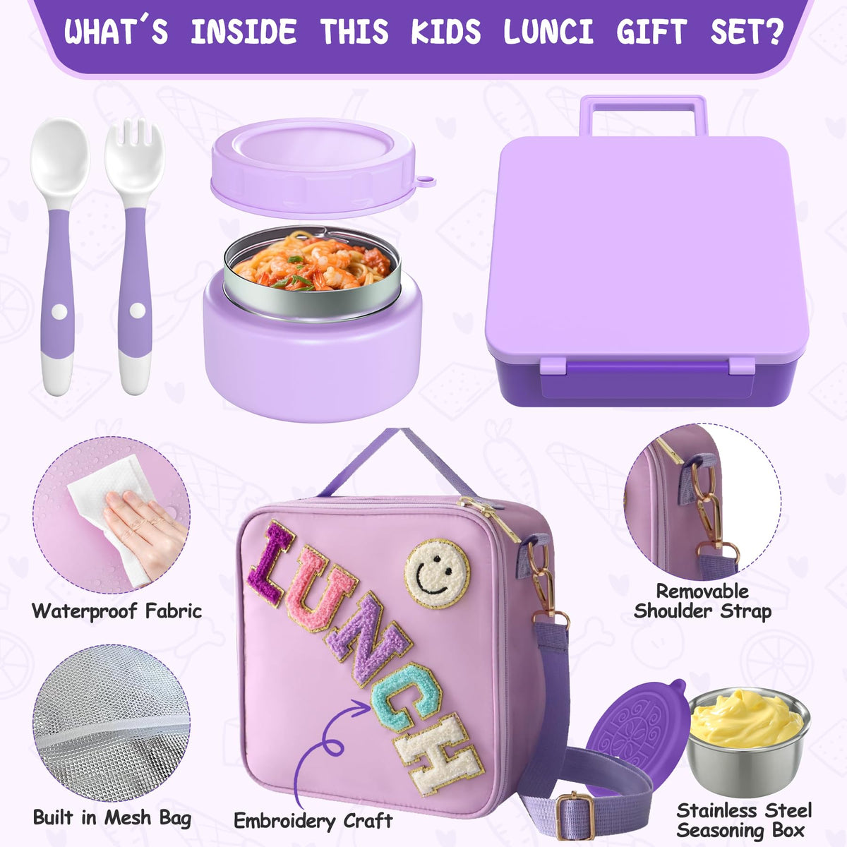 Aimsnk insulated lunch bag purple protects food during school and travel