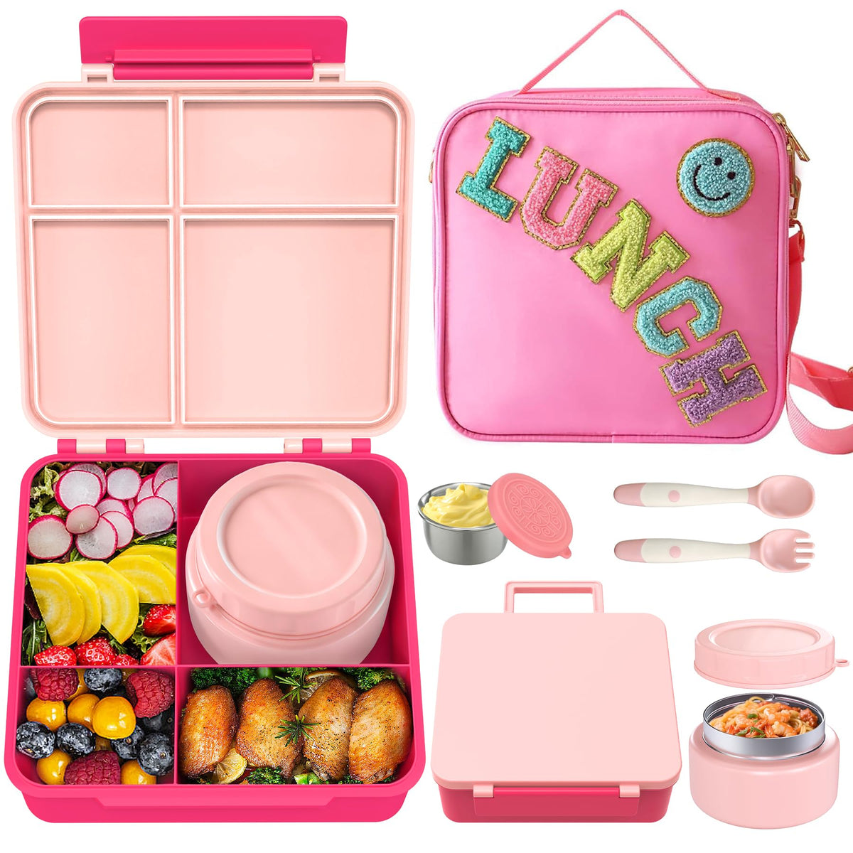 Aimsnk kids bento lunch box with four compartments for balanced meals