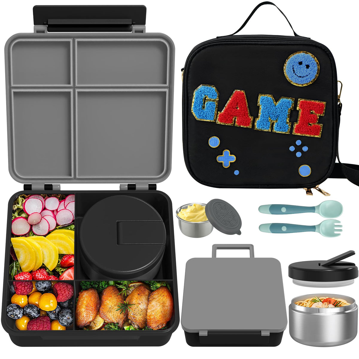 Aimsnk kids bento lunch box with four compartments for balanced meals on the go
