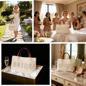 AINMEGE Bride Tote Bag includes an inner pouch for small items