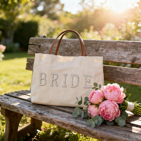 AINMEGE Bride Tote Bag PU handles for durable, long-lasting wear