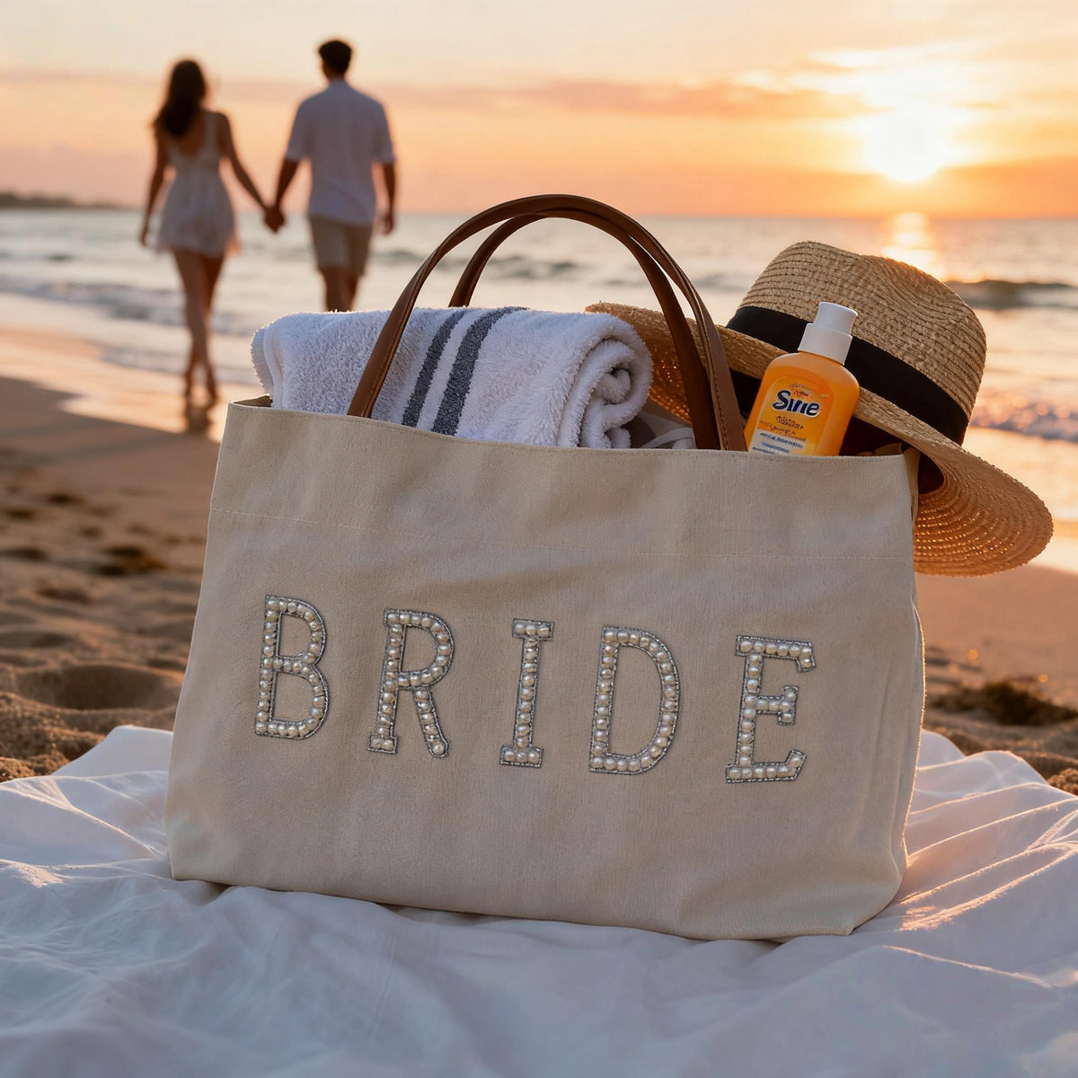 AINMEGE Bride Tote Bag with snap closure keeps items secure