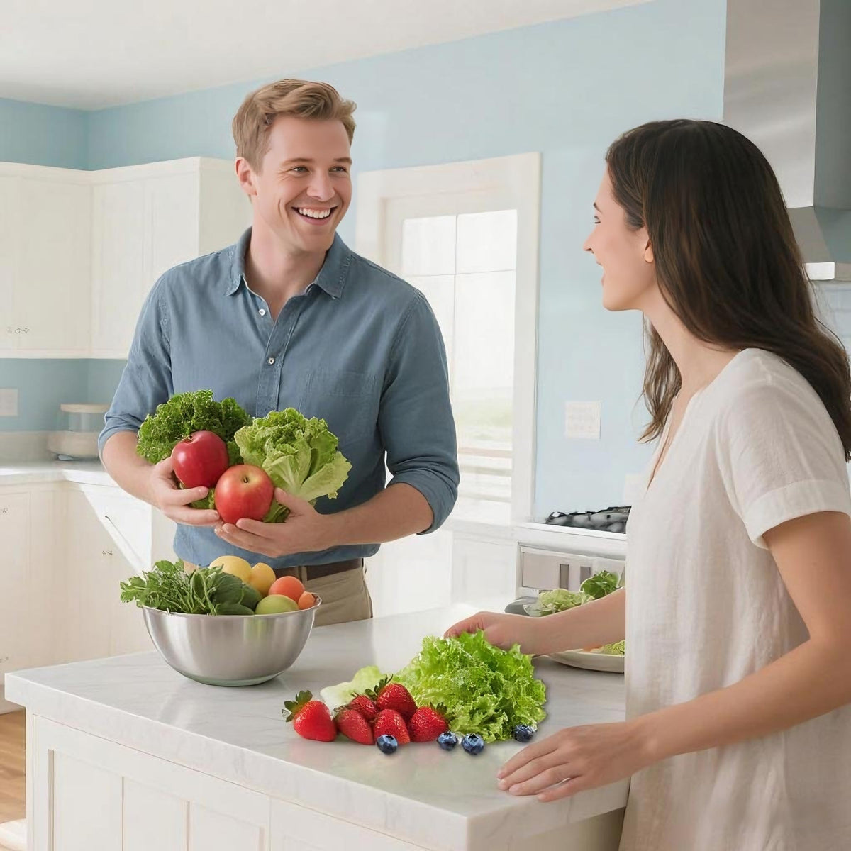 Ainmvnos salad spinner basket doubles as a strainer for drained veggies