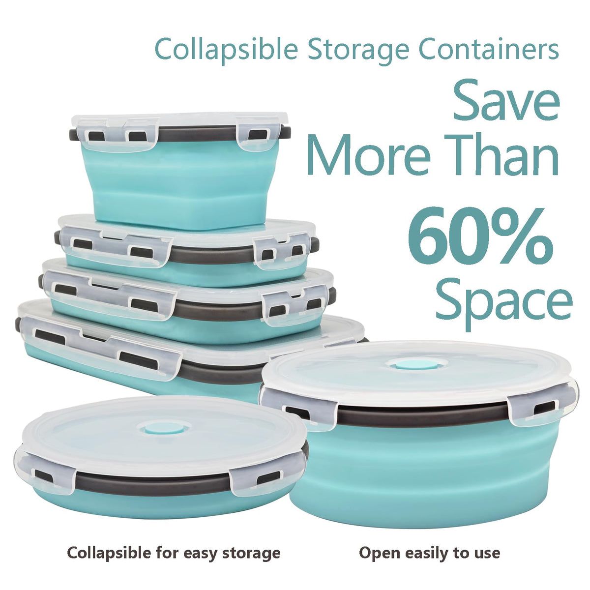 Ainmvnos leakproof collapsible lids prevent spills during travel.