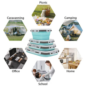Ainmvnos silicone collapsible food containers store meals compactly for camping and travel.
