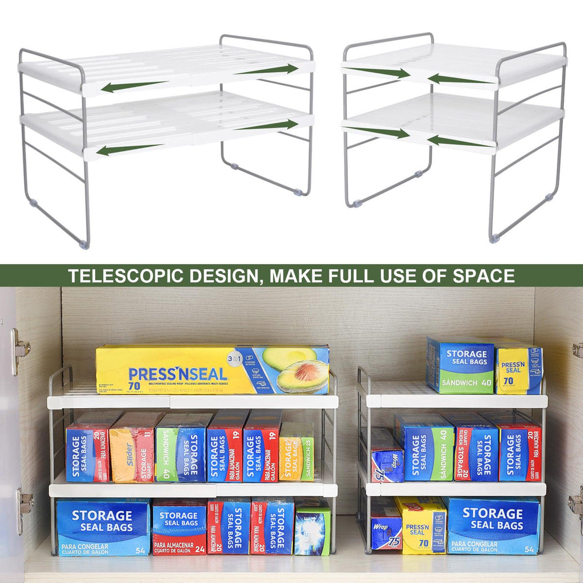 Aionvidas foil wrap storage rack fits cabinets and countertops for quick access