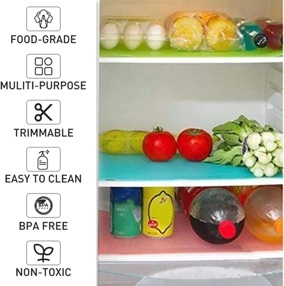 Aiosscd fridge mats green pad shield produce from bruising on shelves