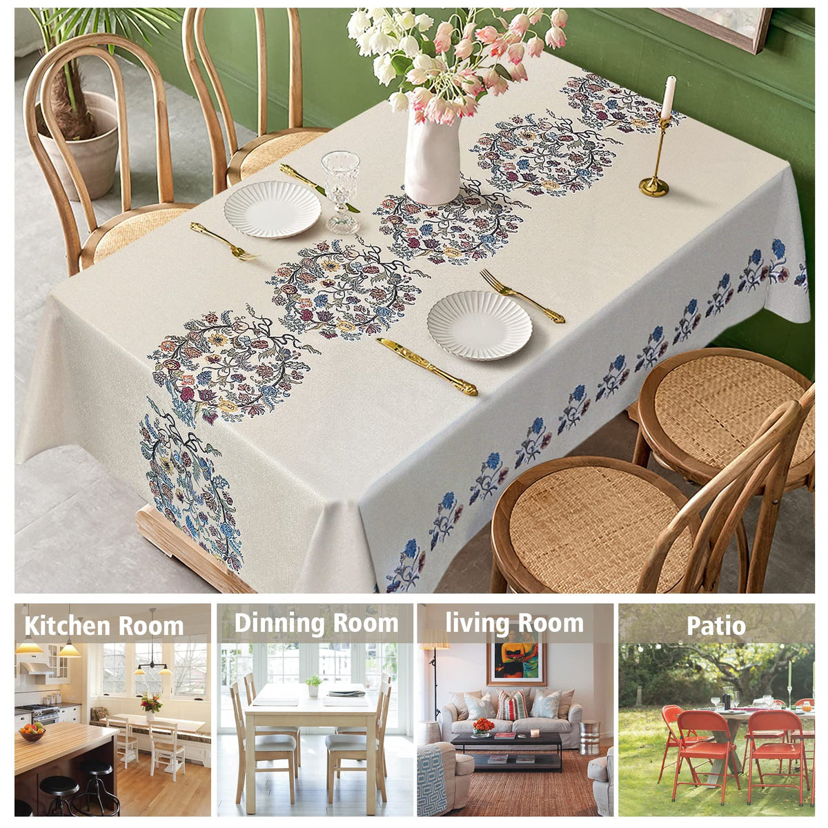 AIRCOWRIE 54x108 rectangle tablecloth fits standard dining tables neatly.