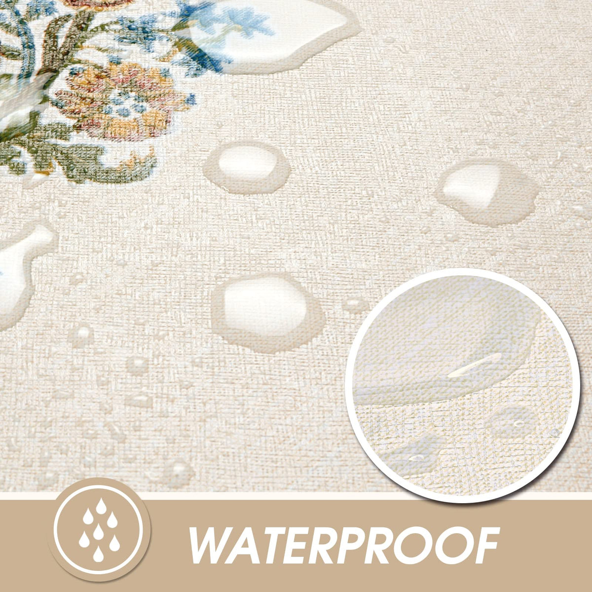 AIRCOWRIE waterproof oil-proof tablecloth keeps liquids bead up and clean.
