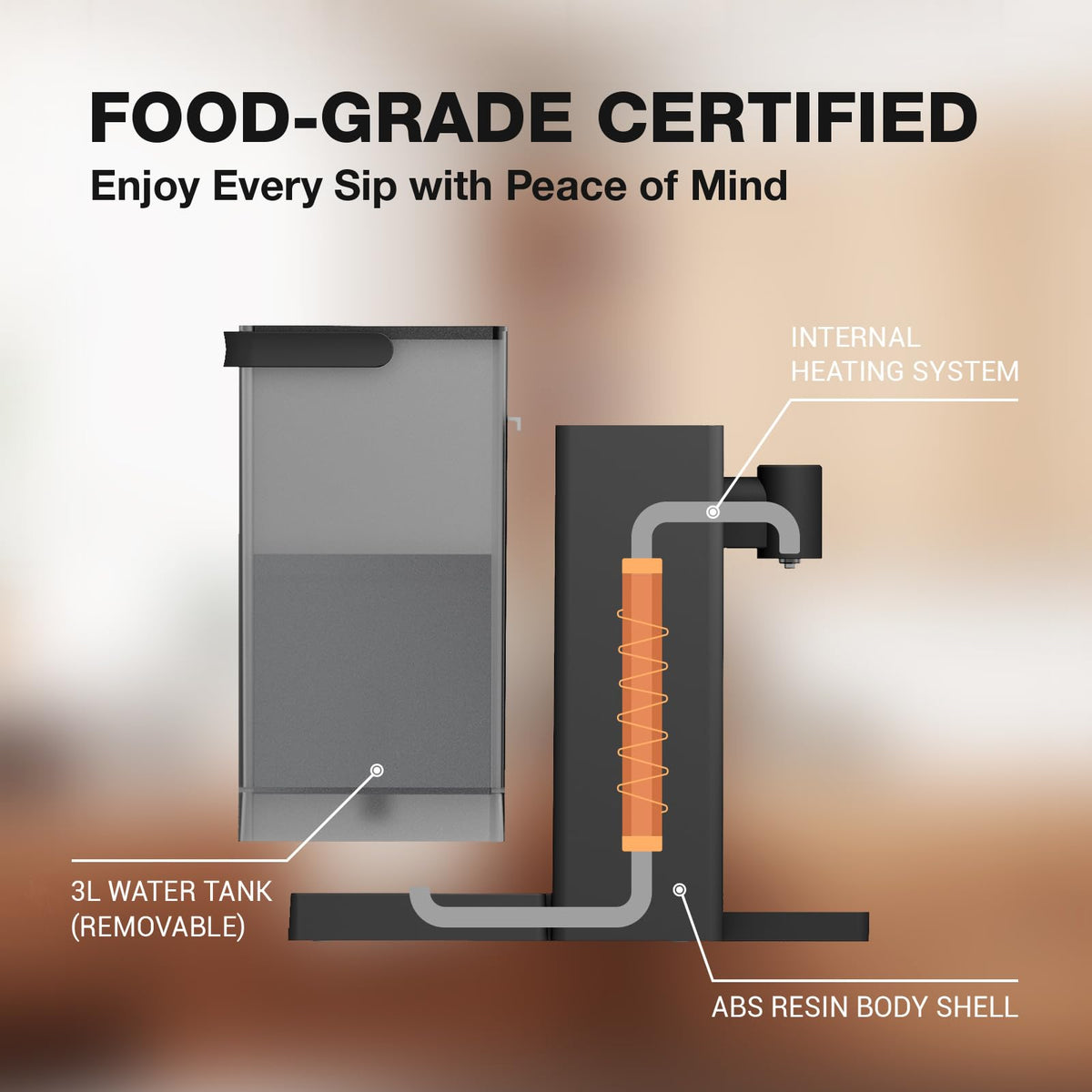 AirHOP compact design suits desks and small kitchens for quick hydration.