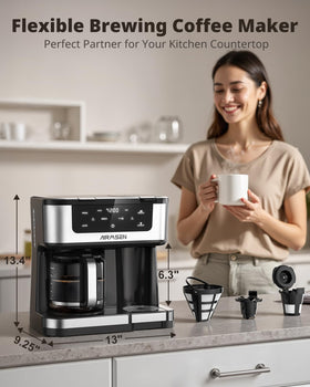 AIRMSEN 12-cup multi-serve brew in one compact machine.