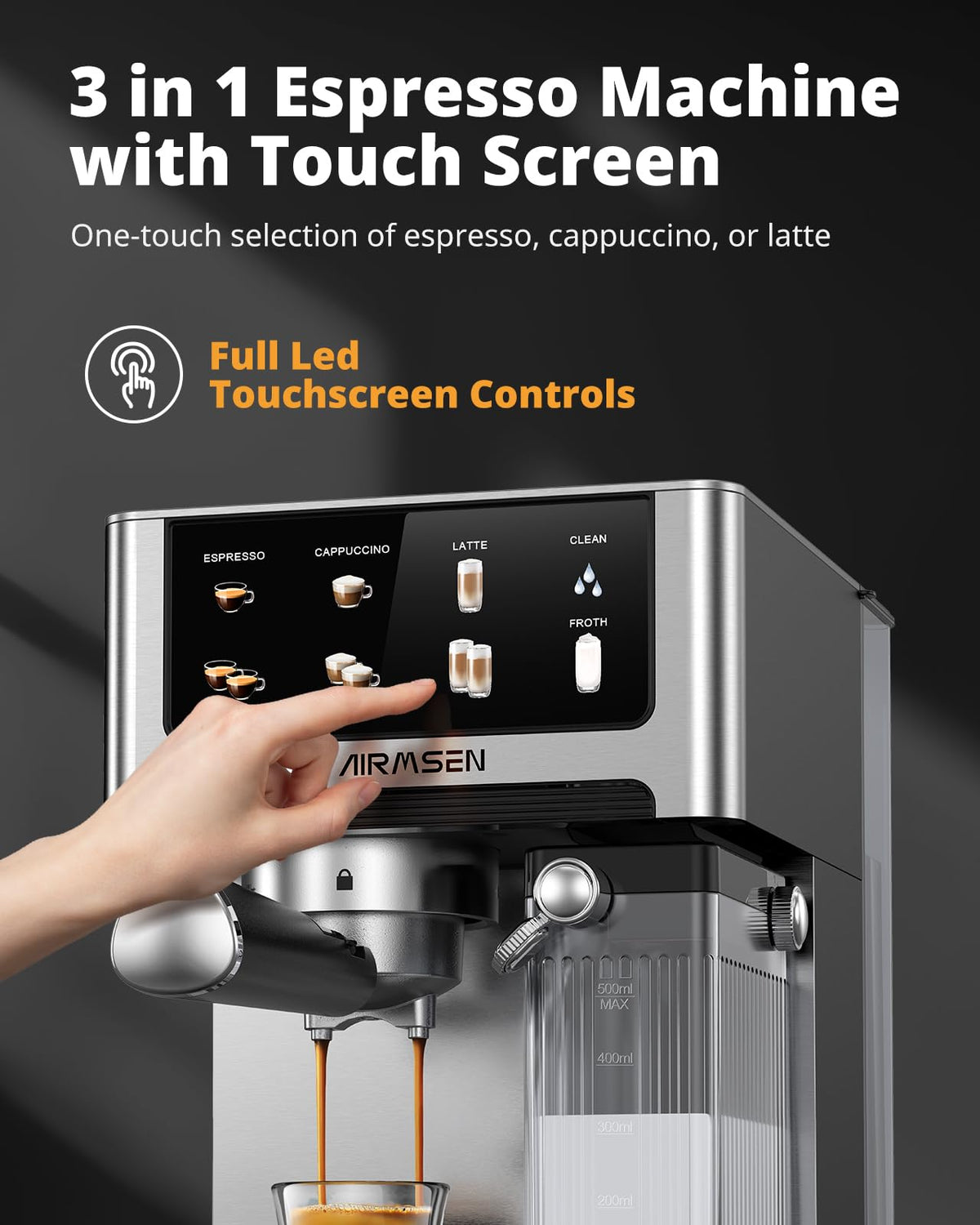 AIRMSEN 60oz removable water tank reduces refills during busy mornings