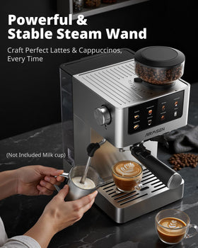 AIRMSEN full touchscreen control panel for quick, consistent coffee settings.