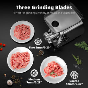 AIRMSEN grinding plates and blades close-up showing durable stainless steel design.