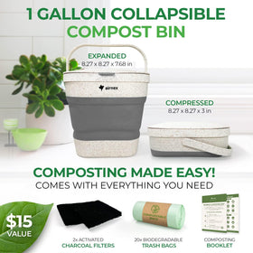 AirNEX compact countertop compost bin saves space while holding several days of scraps.