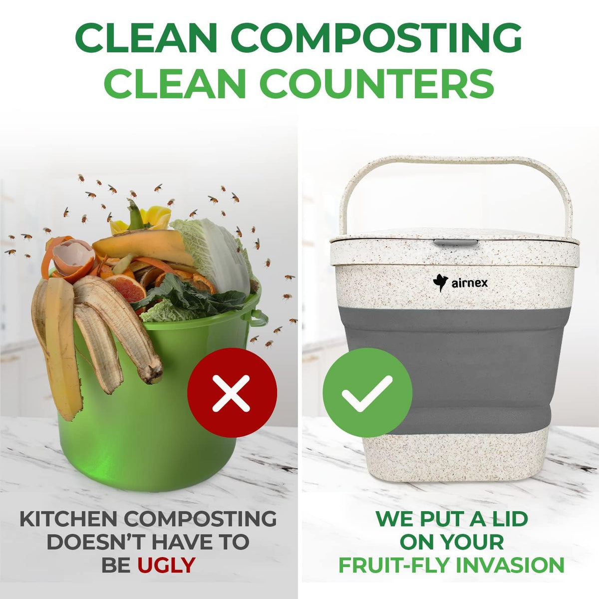 AirNEX odorless design keeps your counters fresh during daily food scrap collection.