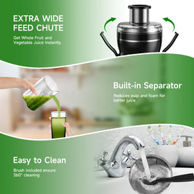 Airon juicer anti-drip spout keeps countertops clean.