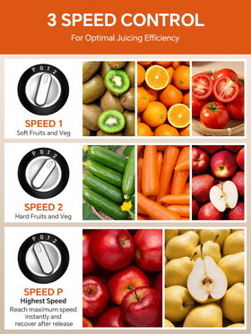 Airon 3-speed settings image shows versatile control for soft and hard produce.