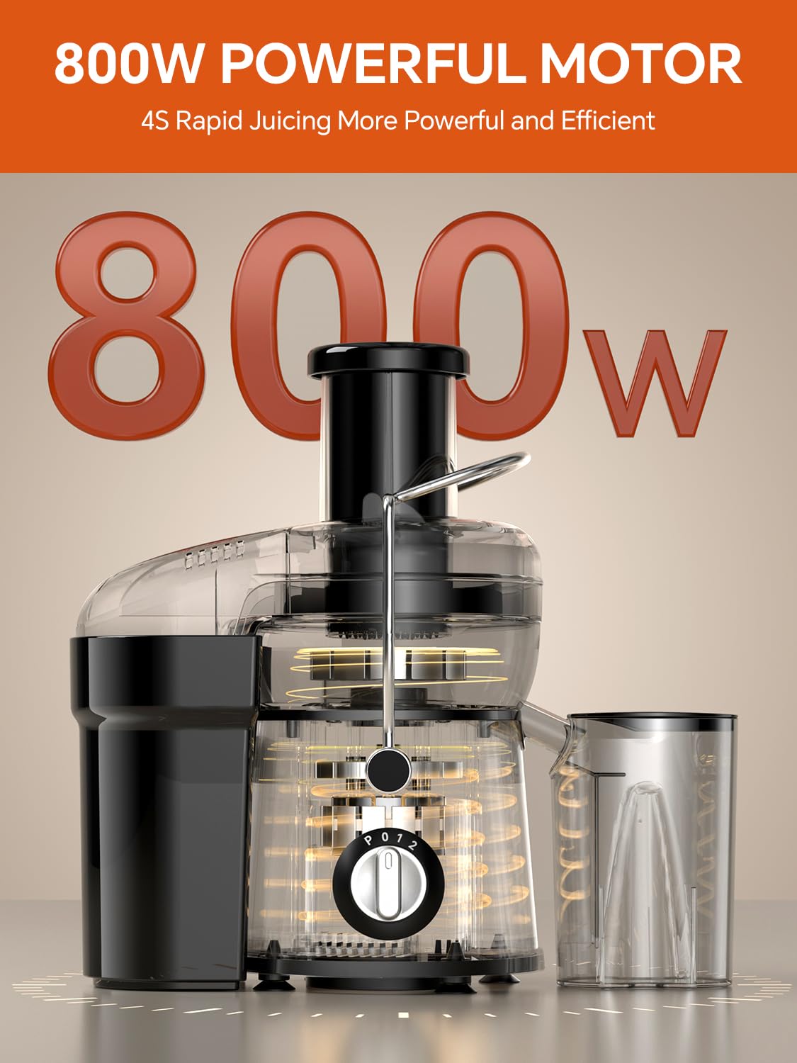 Airon wide-feed chute demonstrates effortless juicing of whole fruits and vegetables.