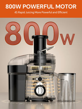 Airon wide-feed chute demonstrates effortless juicing of whole fruits and vegetables.