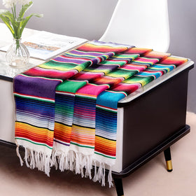 Airooglee Mexican table runner 4Pack serape stripes adds bold color to your table.