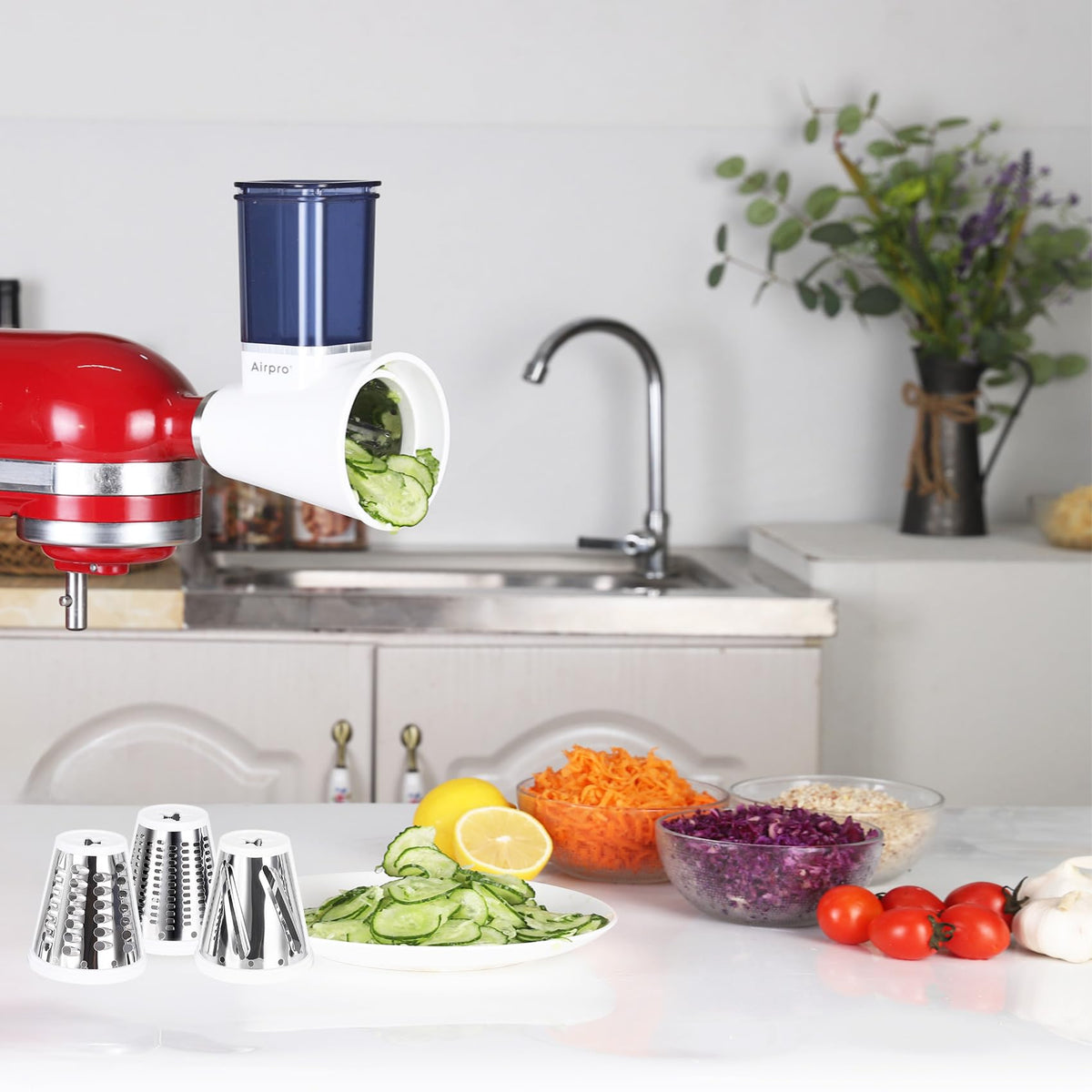 Airpro cheese grater and vegetable slicer in one attachment