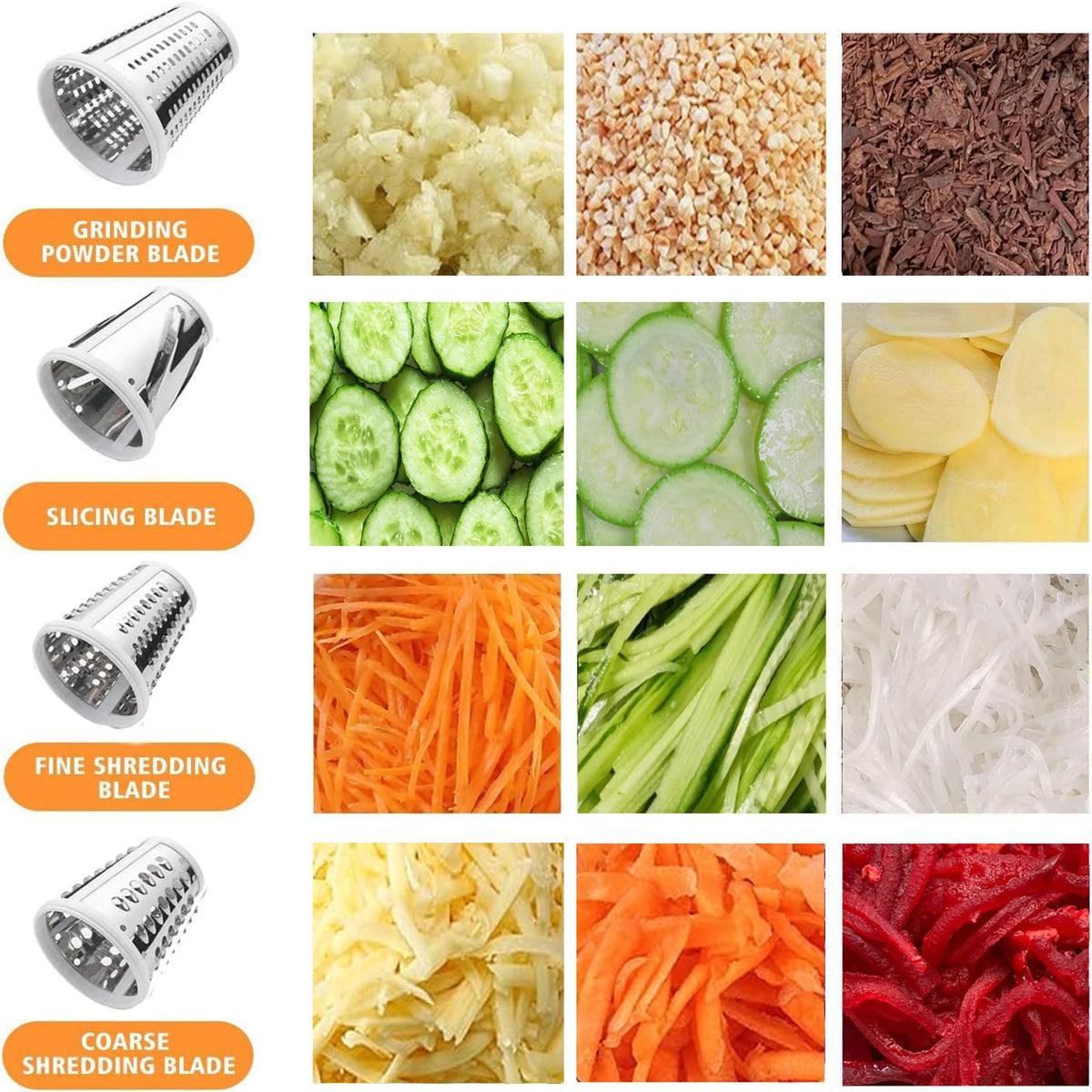 Airpro four-blade system enables slicing shredding and grating quickly