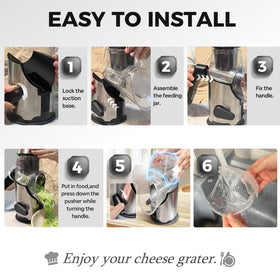 Airpro grater with food pusher reduces finger contact for safe grating.
