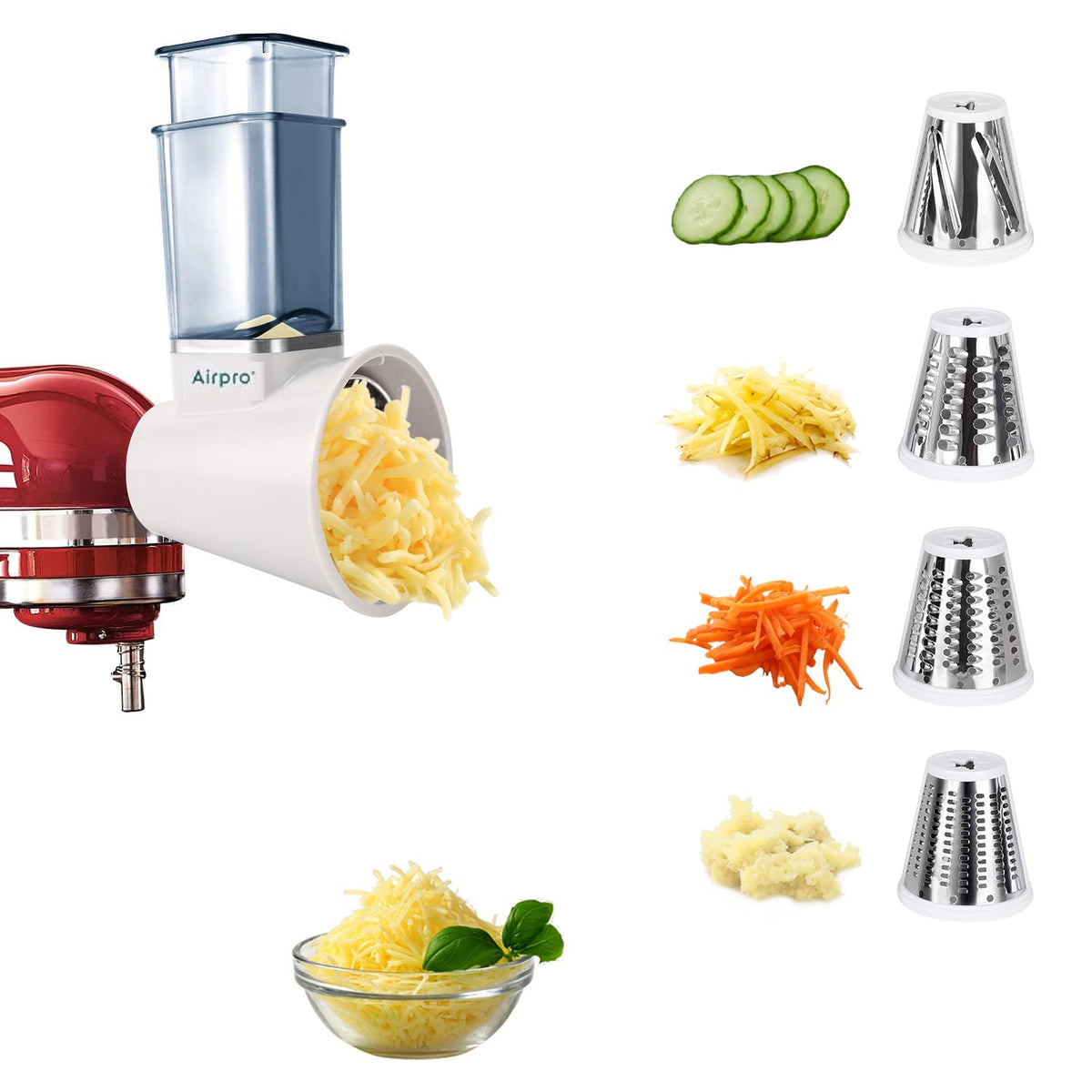 Airpro Slicer Shredder Attachment for KitchenAid with universal fit for easy prep