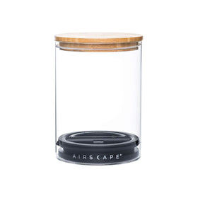 AirScape glass inner-lid close-up highlights airless seal preserving flavors.