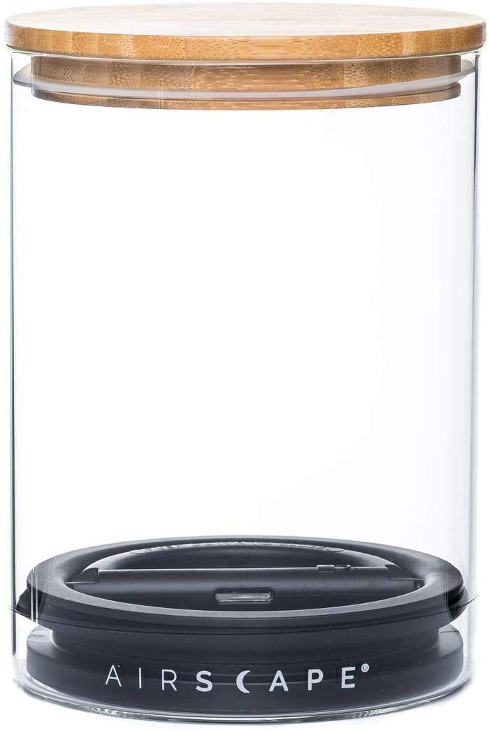 AirScape glass canister outer view shows clear glass for easy content visibility and freshness.