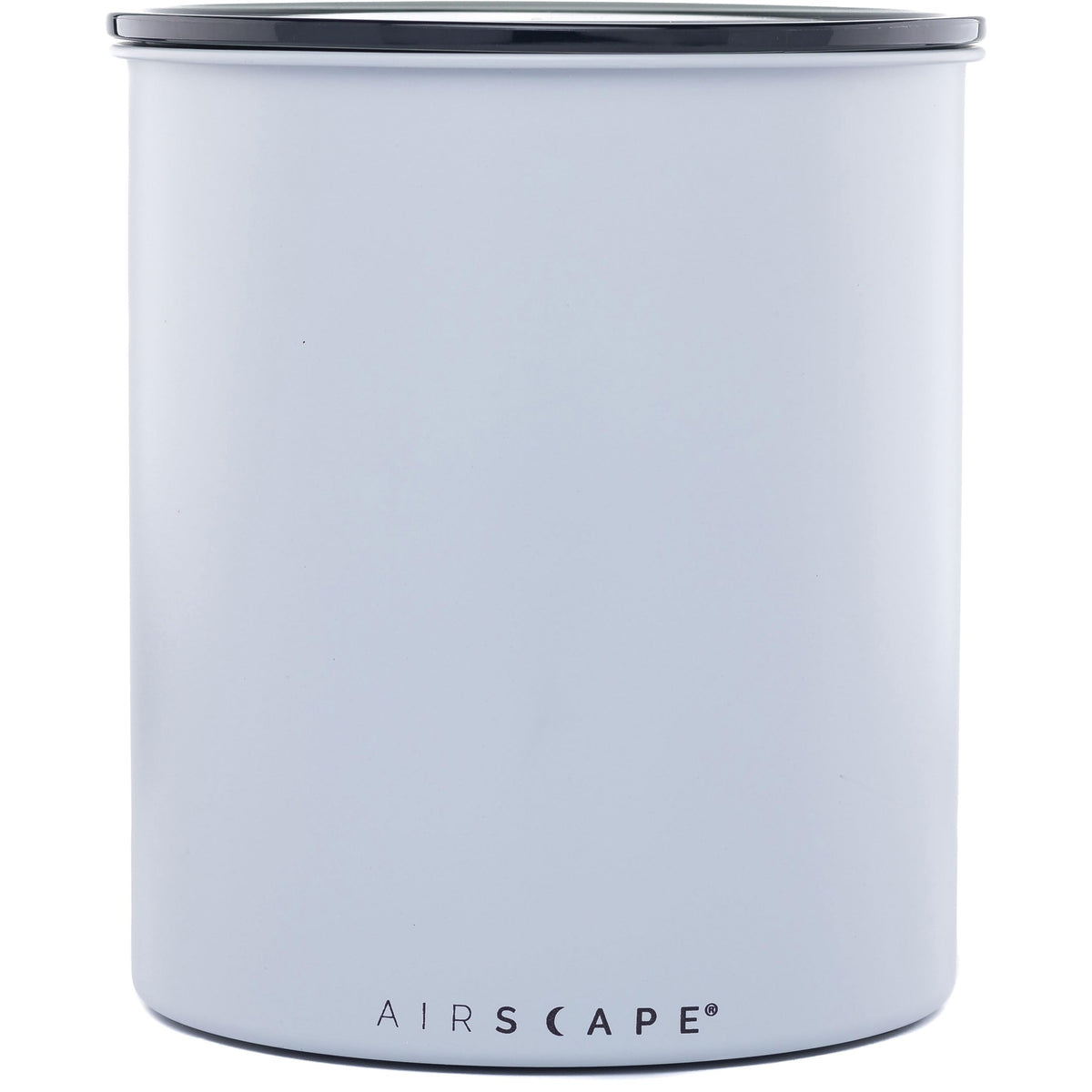 AirScape Kilo coffee storage canister in matte gray keeps beans fresh on the counter.