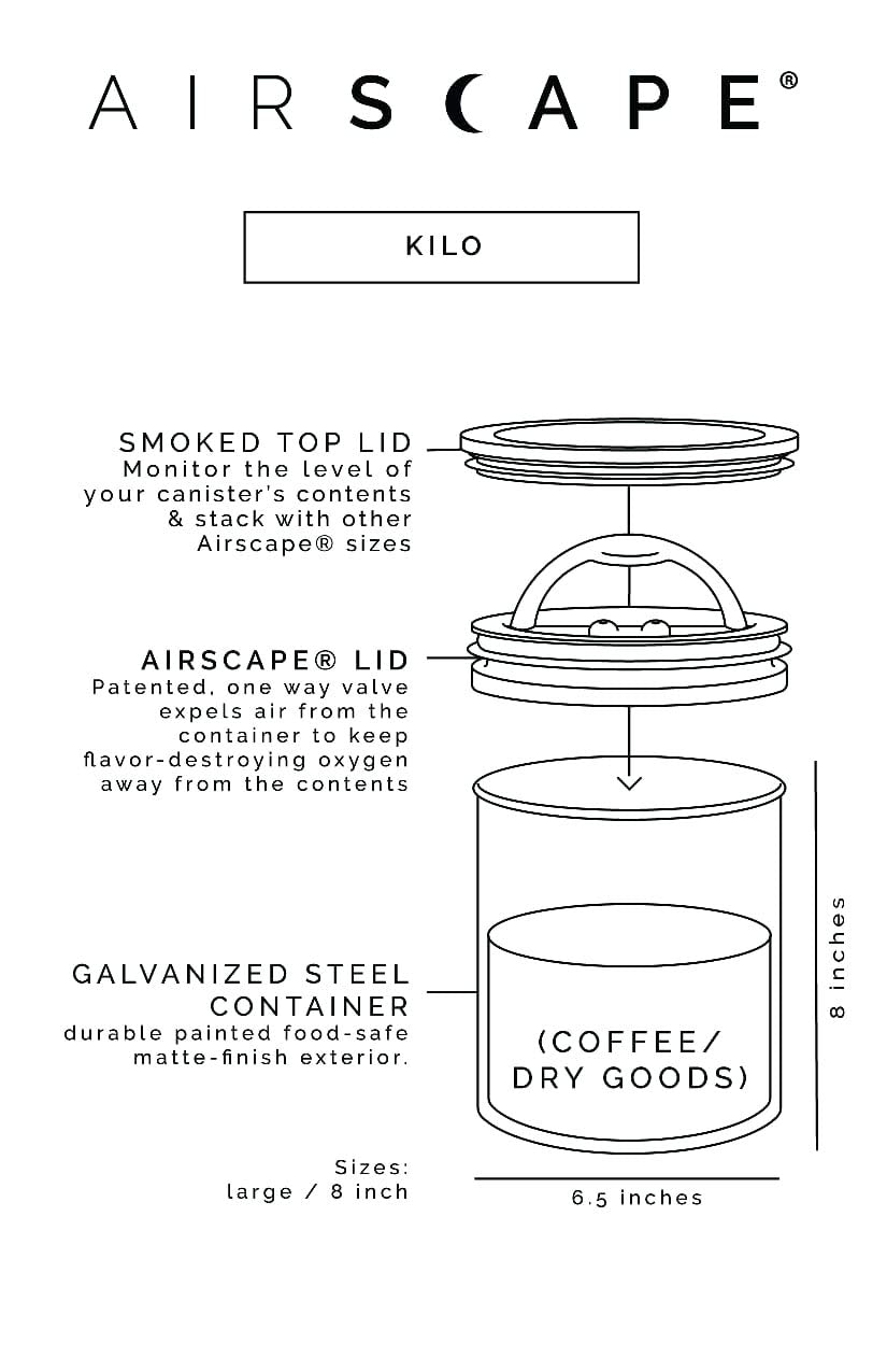 AirScape Kilo canister shown as a gift-ready coffee storage solution