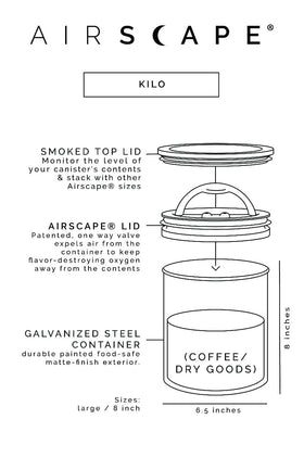 AirScape Kilo canister shown as a gift-ready coffee storage solution