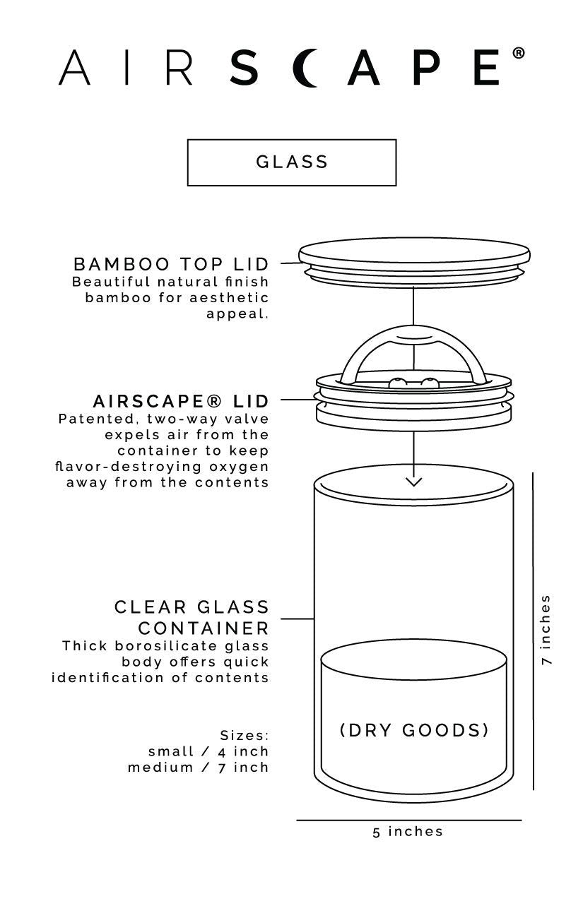AirScape medium canister measures 5 by 4 inches for space efficiency.