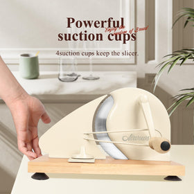 AirVows bread slicer adjustable thickness scale for uniform sourdough slices.