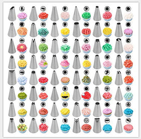Pattern chart with numbered tips guiding buttercream designs