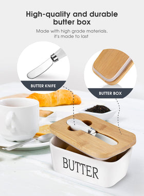 AISBUGUR butter dish ceramic surface is simple to clean.