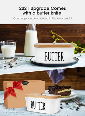 AISBUGUR butter dish seals with silicone ring to keep freshness.