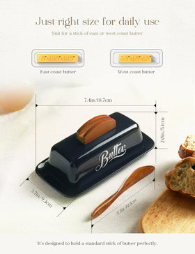 AISBUGUR compact 7.5x3.7 inch butter dish fits standard sticks.